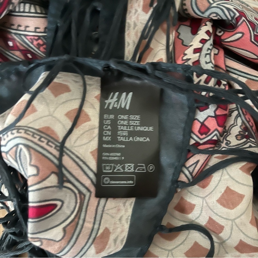 SET of 3 SCARVES H&M Comme Ca Anchor Print Black White Print Fringe - Picture 5 of 9